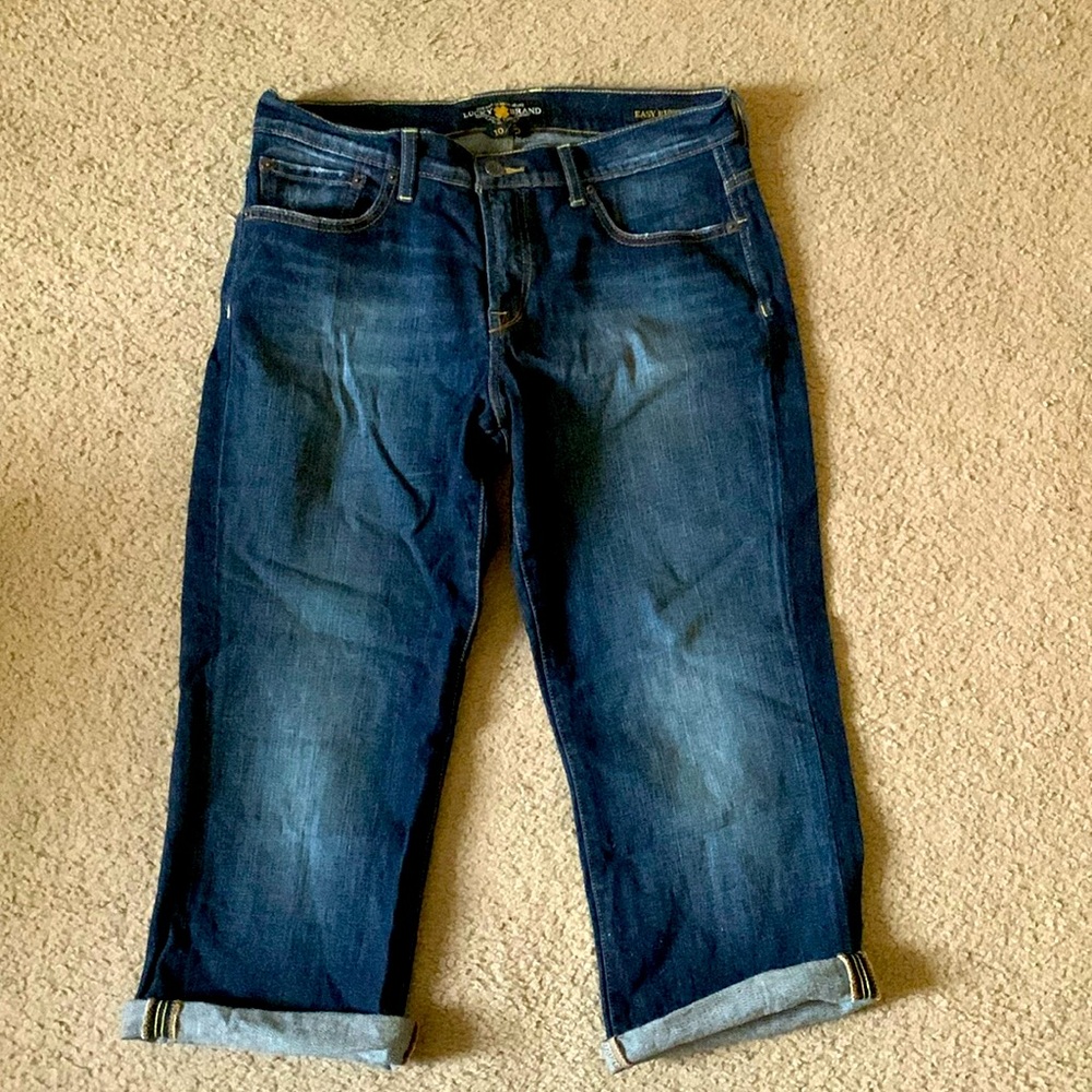 Lucky Jeans Easy Rider size 10 cropped dark blue jeans.